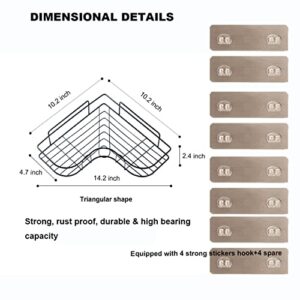 Corner Shower Caddy, 2 Packs Bathroom Shelf Tripod Wall Mounted Shower Corner Organizer Shelves(Punch Free), Shower Storage Rack for Bathroom/Dorm/Kitchen
