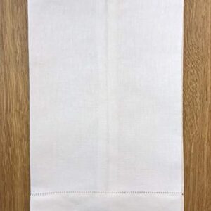 Minhcraft White Linen Hem Stitch Hand Towels - Set of 6 14"x22"-Ladder hemstitch 100% Linen Cloth Guest Towels Luxury