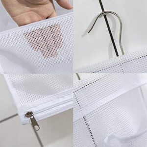 ALYER Hanging Mesh Bath Toy Organizer Bag,Large Shower Storage Caddy with Durable Hanger (White)