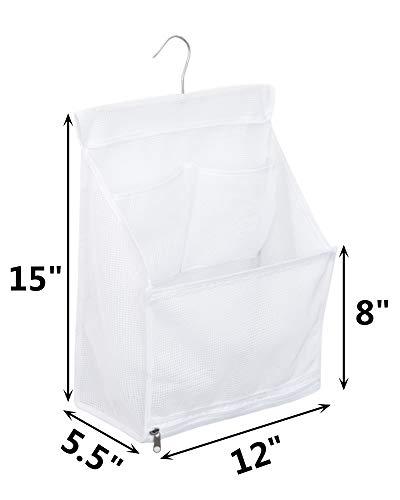 ALYER Hanging Mesh Bath Toy Organizer Bag,Large Shower Storage Caddy with Durable Hanger (White)