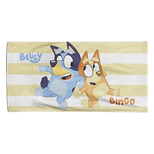 Bluey Bingo Stripe Beach Towel Kids Swim Bath Holiday Children Bath Towels Tv Show Gift for Boys Girls 70 x 140 cm