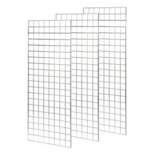 only garment racks #1898c grid panels - perfect metal grid for any retail display, 2' width x 5' height, 3 grids per carton (polished chrome) (pack of 3)