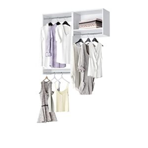 closet kit with hanging rods - corner closet system - closet shelves - closet organizers and storage shelves (white, 48 inches wide) closet shelving