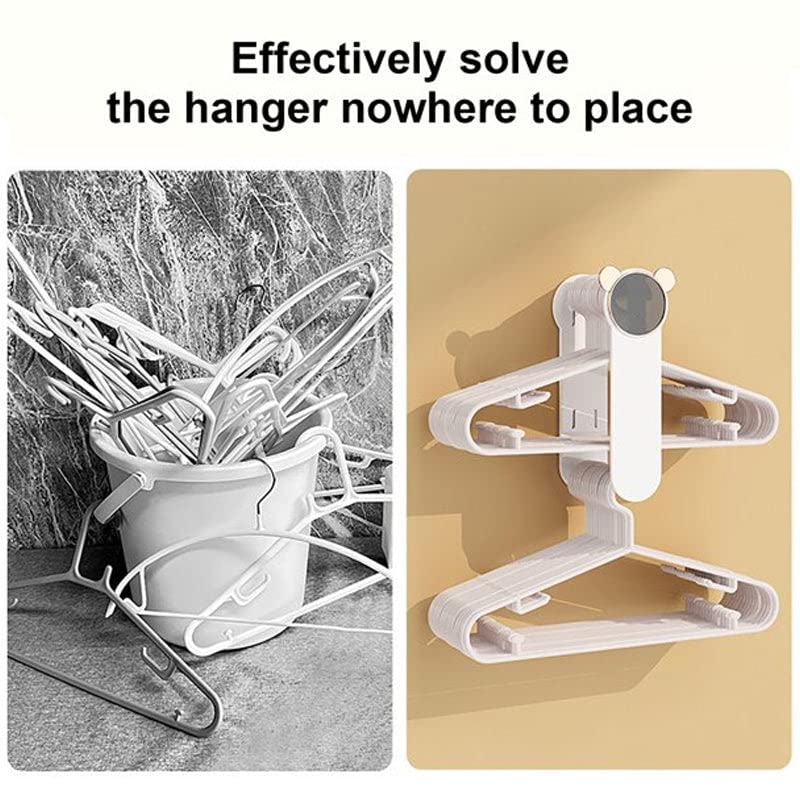 2023 New Cartoon Hanger Organizer, Multifunctional Clothes Hanger Hook Wall Mounted Storage Rack, Clothes Hanger Storage Tool Large Capacity ​Telescopic Storage Hook for Home Garments Hangers (White)