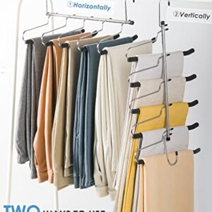 CINKSY Pants Skirt Hangers Space Saving 5 Layers with Non-Slip Foam Padded Swing Arm 9 Pack