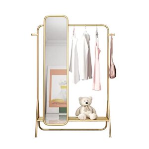 garment rack with mirror clothes rack clothes organizer with hooks and storage shelf heavy duty sturdy metal clothing coat rack for hanging clothes display and storage (color : gold, size : 120cm/47