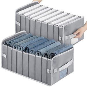 chiceco 2 pcs jeans wardrobe clothes organizer 9 grids washable folding t-shirt organizer for closet drawers