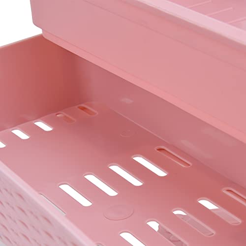 Double‑Layer Bathroom Shelf,Shower Caddy Basket Shelf Set,Toilet Tissue Box Punch Free Kitchen Bathroom Storage Rack,Wall Mounted Holder for Bathroom Shower Kitchen(Pink)