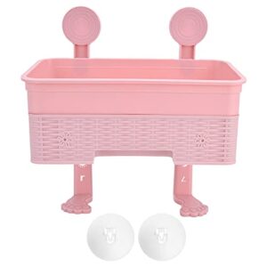 Double‑Layer Bathroom Shelf,Shower Caddy Basket Shelf Set,Toilet Tissue Box Punch Free Kitchen Bathroom Storage Rack,Wall Mounted Holder for Bathroom Shower Kitchen(Pink)