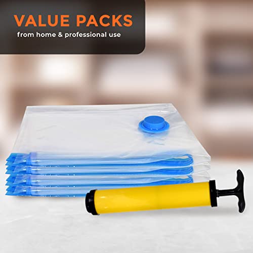 Premium Vacuum Storage Bags 24” x 32” By PackageZoom Space Saving Double-Zip Seal Packing Bags With Hand-Pump For Travel Use Vacuum Sealer Compression Bags For Comforters, Blankets, Clothes, Bedding - 5 Pack