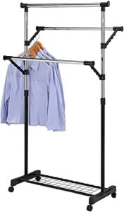 kb designs - 3-rod adjustable garment rack clothes organizer, black/chrome