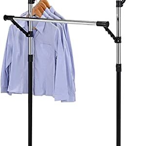 KB Designs - 3-Rod Adjustable Garment Rack Clothes Organizer, Black/Chrome