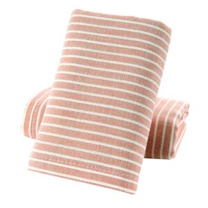pidada hand towels set of 2 striped pattern 100% cotton absorbent soft towel for bathroom 13.4 x 29.1 inch (orange pink)