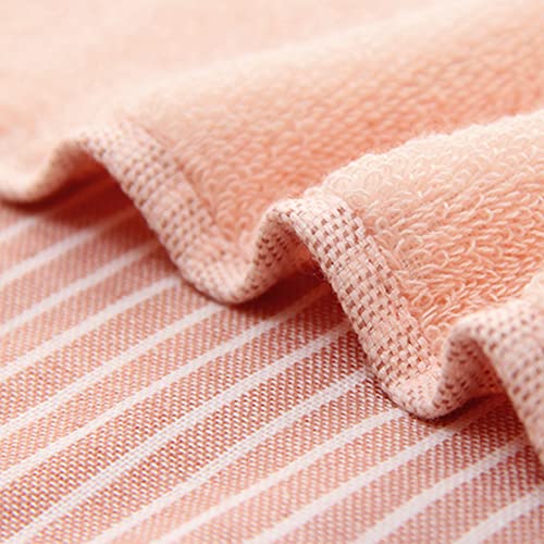 Pidada Hand Towels Set of 2 Striped Pattern 100% Cotton Absorbent Soft Towel for Bathroom 13.4 x 29.1 Inch (Orange Pink)