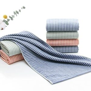 Pidada Hand Towels Set of 2 Striped Pattern 100% Cotton Absorbent Soft Towel for Bathroom 13.4 x 29.1 Inch (Orange Pink)