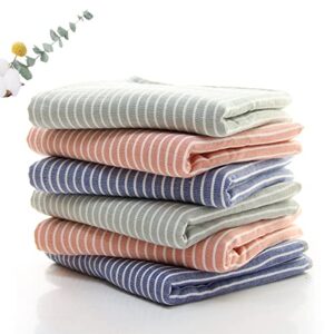 Pidada Hand Towels Set of 2 Striped Pattern 100% Cotton Absorbent Soft Towel for Bathroom 13.4 x 29.1 Inch (Orange Pink)