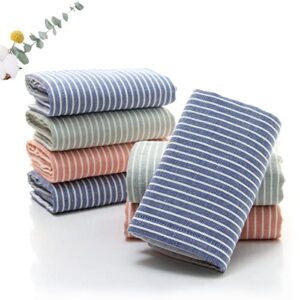 Pidada Hand Towels Set of 2 Striped Pattern 100% Cotton Absorbent Soft Towel for Bathroom 13.4 x 29.1 Inch (Orange Pink)