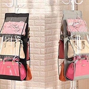 Emoly Hanging Handbag Organizer Dust Proof Storage Holder Bag Wardrobe Closet for Purse Clutch with 6 Larger Pockets for Organizing and Storing Women Handbags（Black）