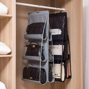 Emoly Hanging Handbag Organizer Dust Proof Storage Holder Bag Wardrobe Closet for Purse Clutch with 6 Larger Pockets for Organizing and Storing Women Handbags（Black）