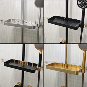 Davisia Shower Caddy Organizer with Hooks Bath Sponge Holder Durable Rustproof Aluminum Bathroom Shower Shelf,No Drilling…(Blcak)