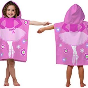 Jay Franco Trend Collector Ballerina Kids Bath/Pool/Beach Hooded Poncho Towel - Super Soft & Absorbent Cotton Towel - Measures 22 x 22 Inches