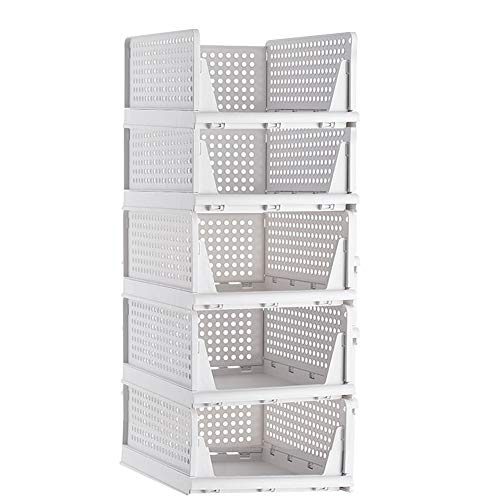 Stackable Storage Bins, 8 Pack Foldable Plastic Wardrobe Clothes Organizer Drawer Shelf Storage Basket Container