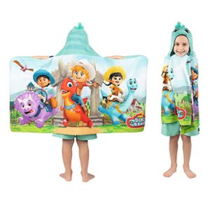 dino ranch bath/pool/beach soft cotton terry hooded towel wrap, 24 in x 50 in, by franco kids