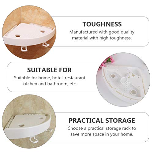 Cabilock Wall Mounted Shelves Corner Shower Caddy Bathroom Shelf Adhesive Plastic Bathroom Storage Organizer Kitchen Racks Shower Shelf Toilet Shampoo Dorm Corner Shelf