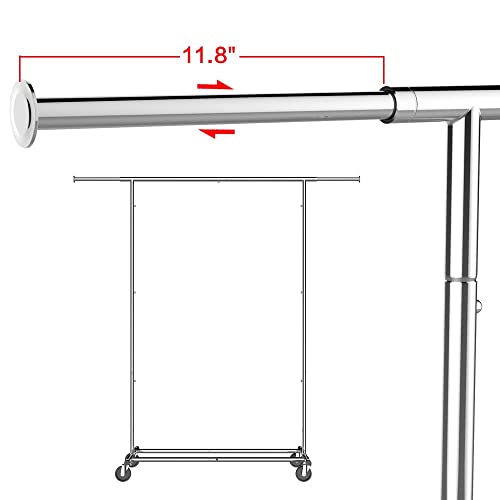 Yaheetech Metal Garment Rack with Wheels, Heavy Duty Clothes Rack with Extendable Hanging Rod, Clothing Rack for Hanging Clothes, Silver