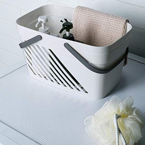 UUJOLY Plastic Organizer Storage Baskets with Handles Storage Bins Organizer for Bathroom and kitchen Shampoo, Body Wash, Shower Essentials, Makeup (Gray)