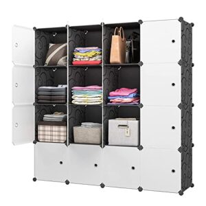 kousi large cube storage - (16 cubes) organizer shelves clothes dresser closet storage organizer cabinet shelving bookshelf toy organizer (56"x18"x56")