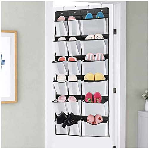 IGOYDD Over the Door Shoe Organizer, Hanging Shoe Organizer with 6 Extra Large Mesh Storage Pockets, Door Shoe Rack for Bedroom Bathroom and Kitchen