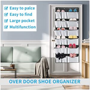 IGOYDD Over the Door Shoe Organizer, Hanging Shoe Organizer with 6 Extra Large Mesh Storage Pockets, Door Shoe Rack for Bedroom Bathroom and Kitchen