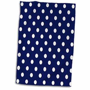 3d rose navy blue and white polka dot print twl_24685_1 towel, 15" x 22"
