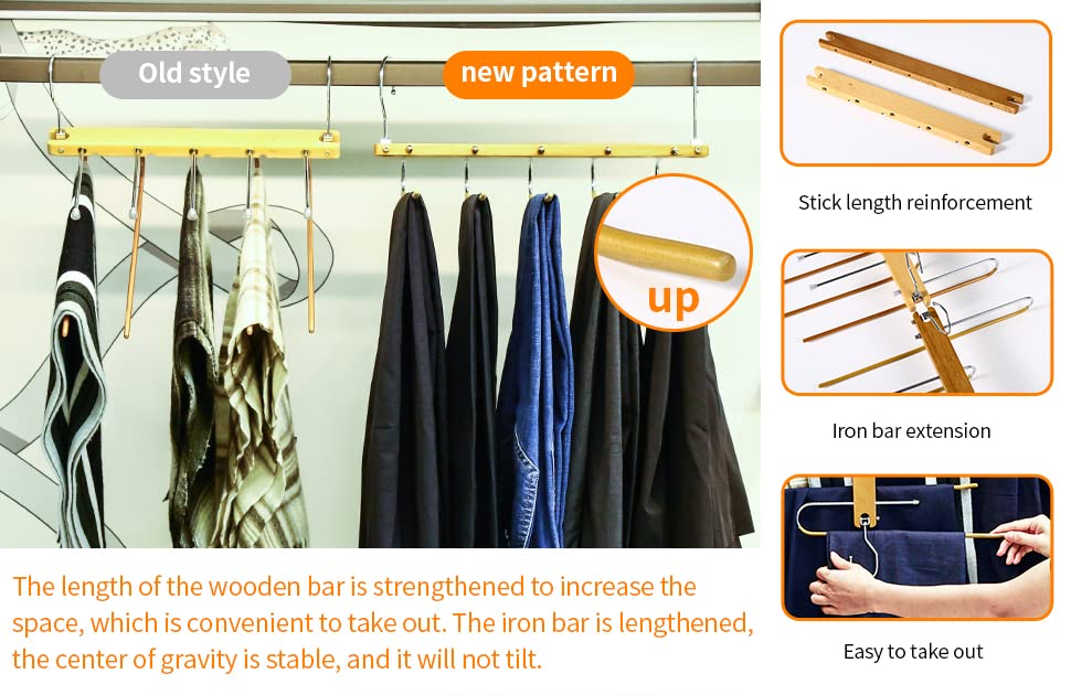 2-Piece Magic Pants Hangers (2.0 Center is Backward Not Easy Slide Off. More Easily Getting Clothes on and Off) Pants Hangers Space Saving 5 Layers 2 Uses Multi Functional Pants Rack