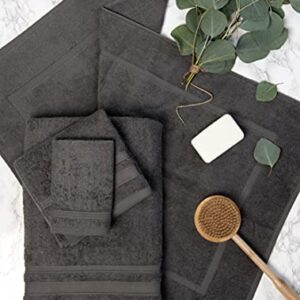 Bokser Home Hospitality Kenwood Hand Towels, Hotel Quality for Bathroom, Home, and Spa, 100% Combed Ring Spun Cotton Providing a Soft, Luxurious Feel, Dark Grey, 30” x 16” (Pack of 18)