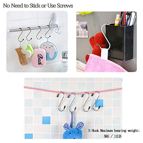 AUHOKY 6Pcs Hanging Mesh Storage Organizer Bag with 6Pcs S Hook, Foldable Toy Space Saver Basket with 3 Shelf for Kids Room Closet Bathroom Balcony - 32.3'' x 10.6''(6 Colors)