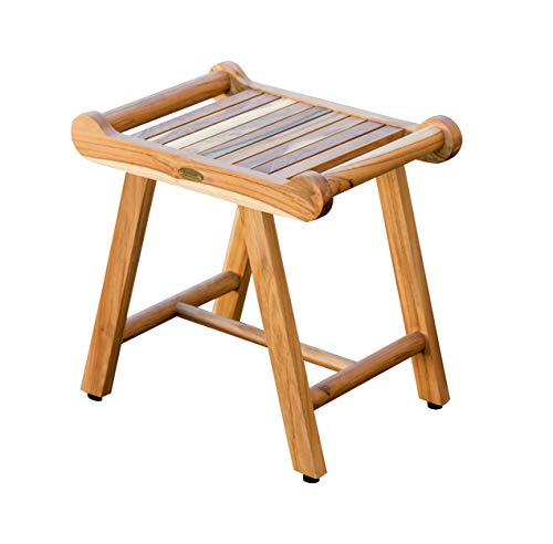 EcoDecors Fully Assembled Teak LiftAide Shower Bench With Support Arms- 20" W x 18" H x 14" D