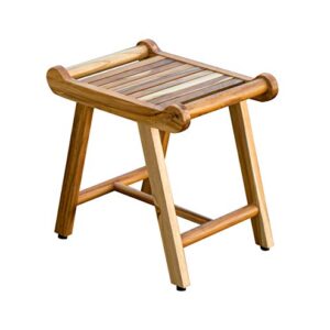 EcoDecors Fully Assembled Teak LiftAide Shower Bench With Support Arms- 20" W x 18" H x 14" D