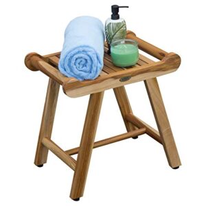 EcoDecors Fully Assembled Teak LiftAide Shower Bench With Support Arms- 20" W x 18" H x 14" D