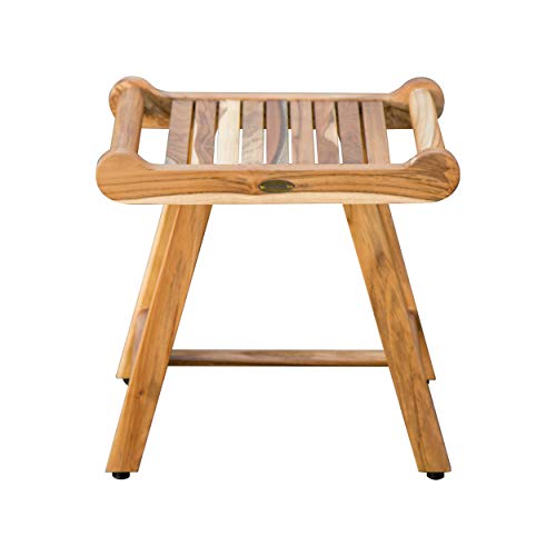 EcoDecors Fully Assembled Teak LiftAide Shower Bench With Support Arms- 20" W x 18" H x 14" D