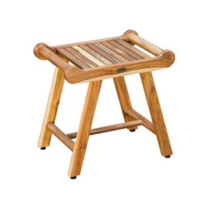 EcoDecors Fully Assembled Teak LiftAide Shower Bench With Support Arms- 20" W x 18" H x 14" D