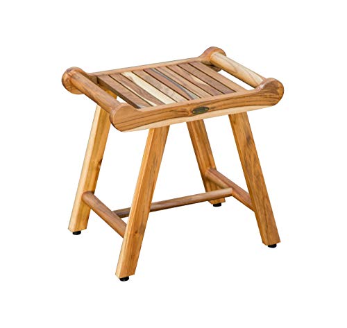 EcoDecors Fully Assembled Teak LiftAide Shower Bench With Support Arms- 20" W x 18" H x 14" D