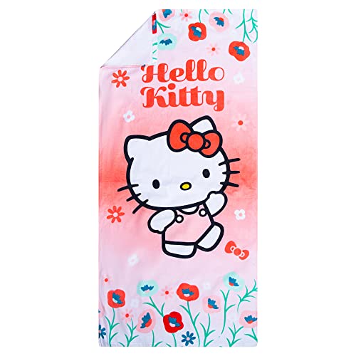 Franco Kids Super Soft Cotton Beach Towel, 58 in x 28 in, Hello Kitty