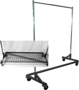 rolling z rack clothing clothes rack garment rack with bottom shelf combo in black