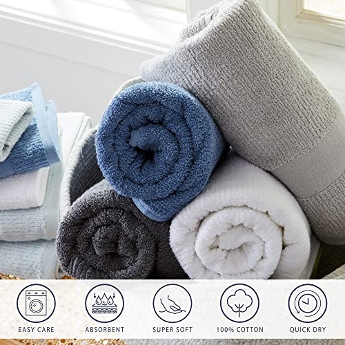 Market & Place 100% Cotton Super Soft Luxury Hand Towel Set | Quick-Dry and Highly Absorbent | Ribbed Textured | 550 GSM | Includes 6 Hand Towels | Roda Collection (Dark Grey)