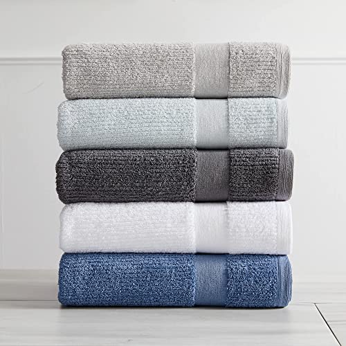 Market & Place 100% Cotton Super Soft Luxury Hand Towel Set | Quick-Dry and Highly Absorbent | Ribbed Textured | 550 GSM | Includes 6 Hand Towels | Roda Collection (Dark Grey)