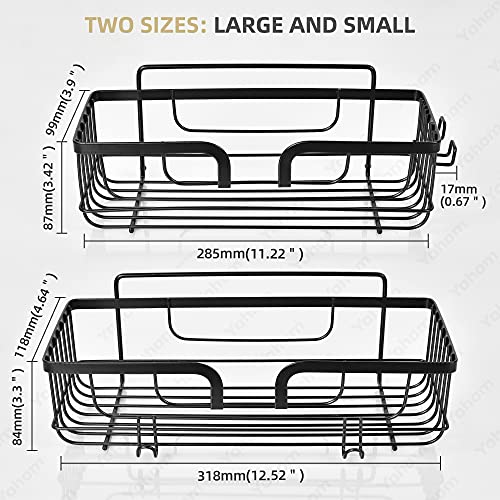 YOHOM Shower Caddy Organizer with 2 Hooks Strong Adhesive Shower Shelf for inside Shower No Drilling Rustproof Stainless Steel Bathroom Caddy Basket Shampoo Holder Storage Black 2pcs