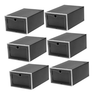 holibanna 6pcs boxes sneakers storage box clear plastic containers clear container plastic storage containers for clothes clear shoe organizer shoe box organizer drop front shoe box black pp
