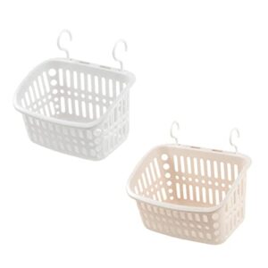 collbath 2pcs plastic bathroom hanging basket hanging shower caddy hangable bathroom storage basket bathroom shelf organizer bathroom storage rack draining basket mesh basket plastic pp